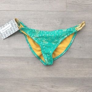 Bonny bikini swim teal green gold scrunch bottom